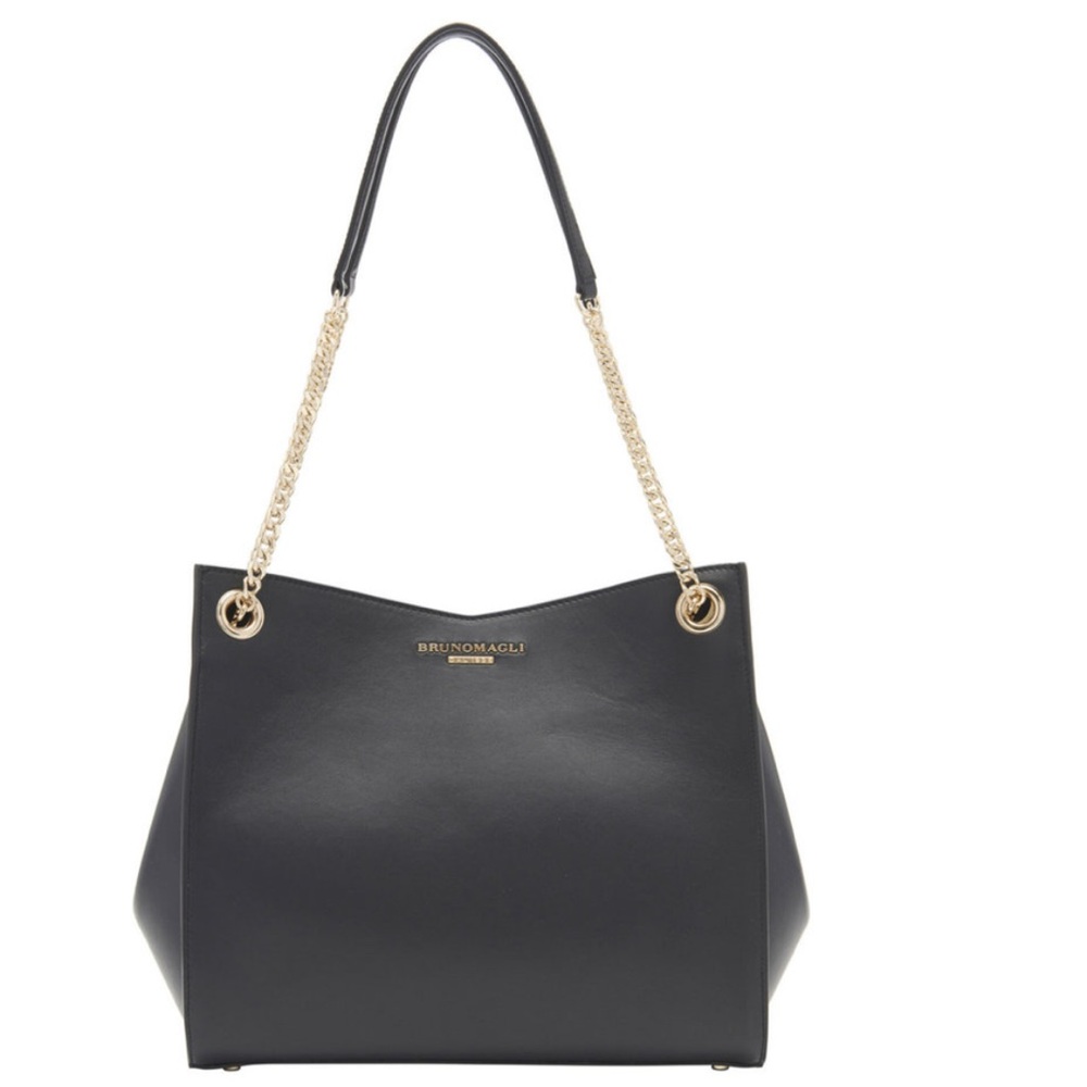 NWT Bruno Magli Black Leather Expandable Tote